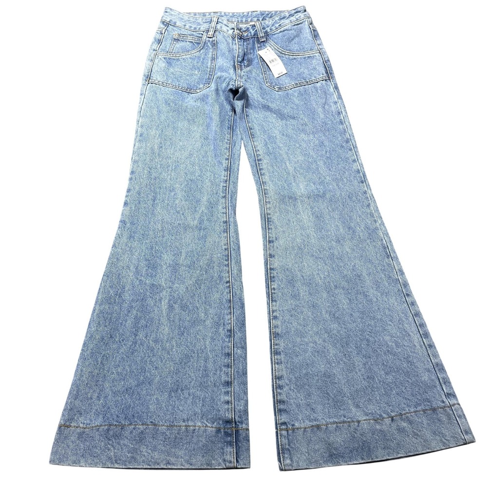 PacSun Jeans Womens Small Blue Light Wash High Rise Wide Leg Denim Relaxed‎
